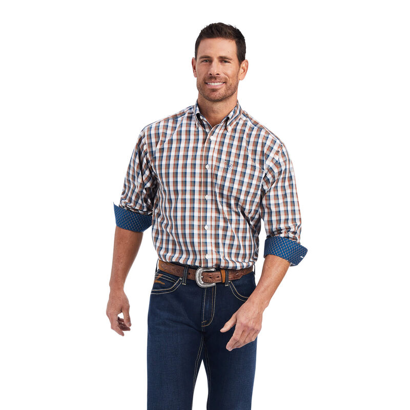 Ariat Hemden Herren - Wrinkle Free Scout Classic Fit Weiß/Blau/Braun ( HICEB-0635 )